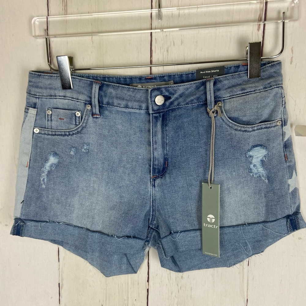 Tractor | Girls Blue Distressed Jean Shorts